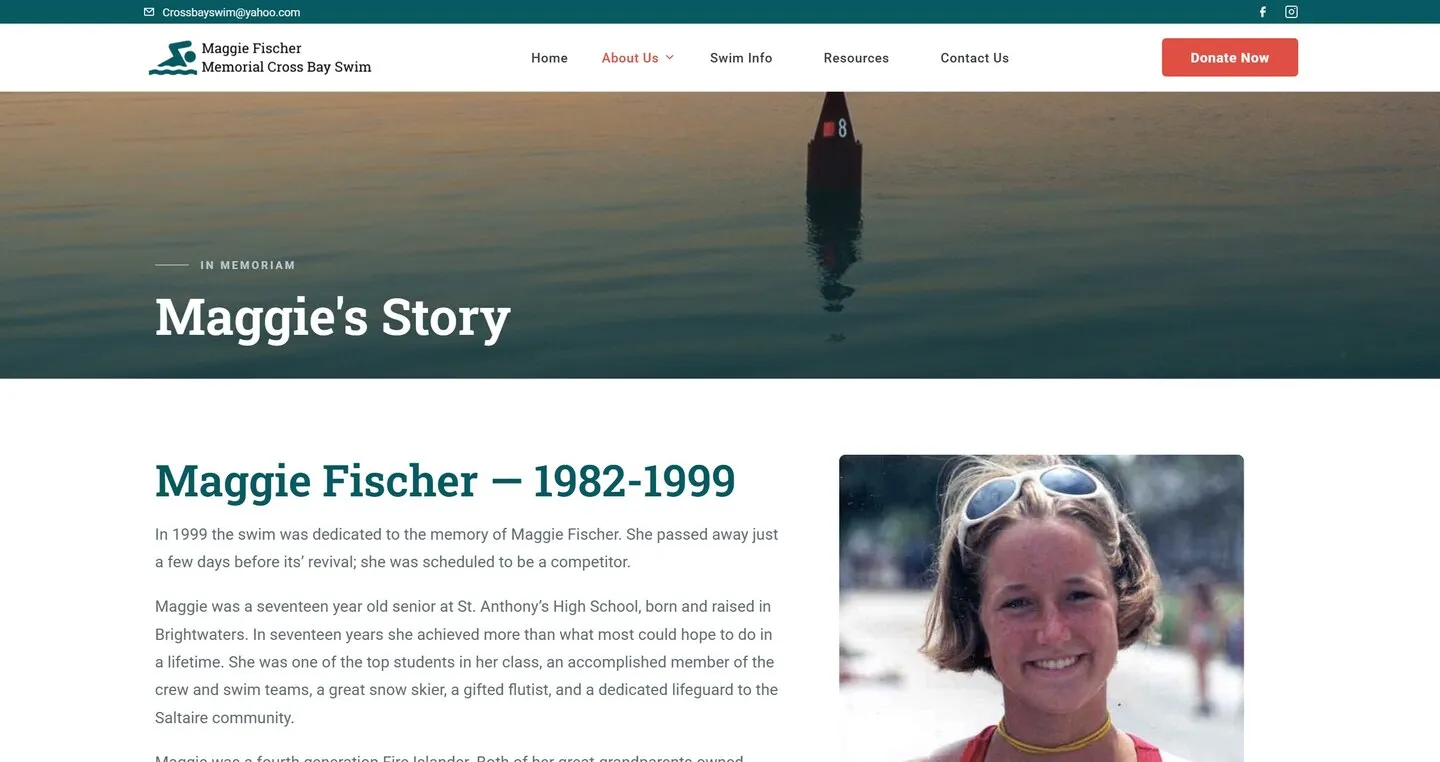 Maggie's story, the heart of the modern swim, honored on its own page.